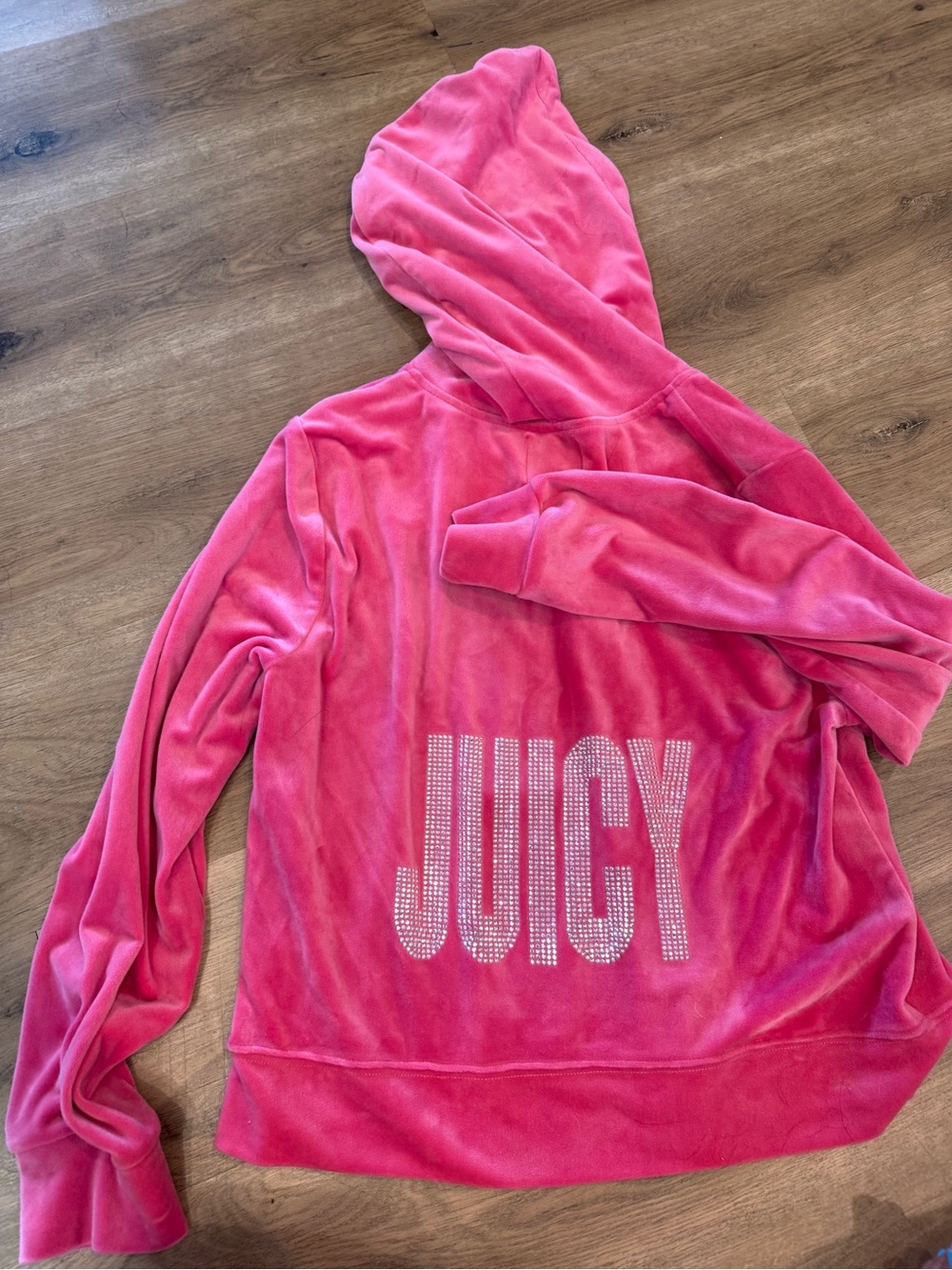 Juicy Couture Hot Pink Velour Rhinestone 'JUICY' Hoodie Jacket